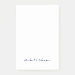 Retro Style Elegant Plain White Calligraphy Name Post-it Notes