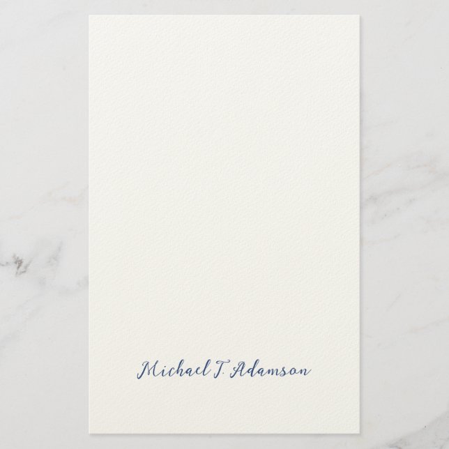 Retro Style Elegant Plain White Calligraphy Name Stationery (Front)