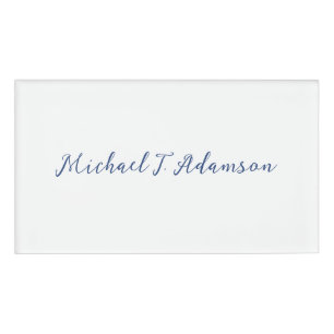 Retro Style Elegant Plain White Calligraphy Name Tag