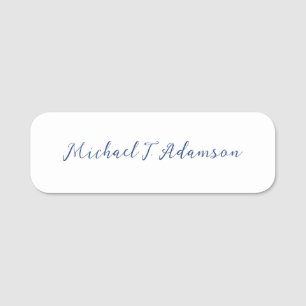 Retro Style Elegant Plain White Calligraphy Name Tag