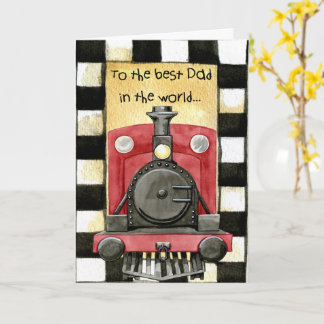 Retro Style Father's Day Steam Train Theme Card