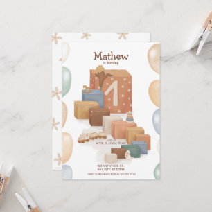 Retro Style First Birthday Invitation