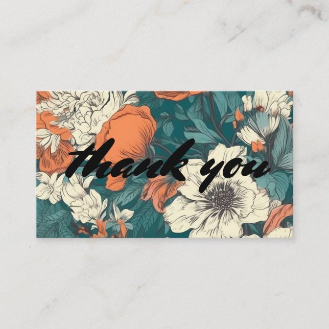 Retro style floral thank you enclosure card (Front)