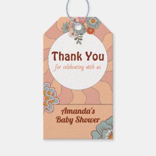 Retro Style Flower Baby Shower Thank you Favour Ta Gift Tags