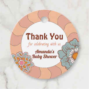 Retro Style Flower Baby Shower Thank you Favour Ta Tags