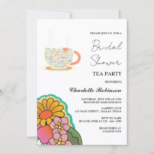 Retro Style Garden Tea Party Bridal Shower Invitation