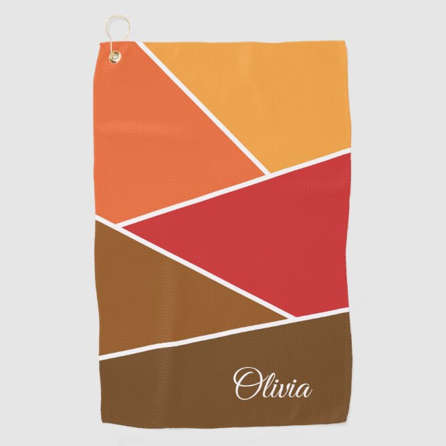 Retro style geometric design golf towel (Front)