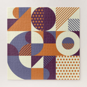 Retro Style Geometric Pattern Design Jigsaw Puzzle