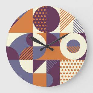 Retro Style Geometric Pattern Design Large Clock