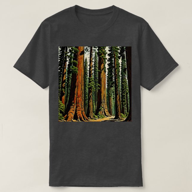 Retro Style Giant Sequoia Forest  4 T-Shirt (Design Front)