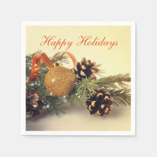 Retro Style Happy Holiday Decorations Paper Napkin