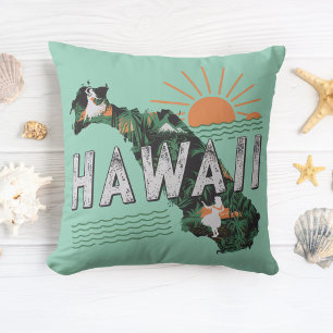 Retro Style Hawaii Silhouette Cushion