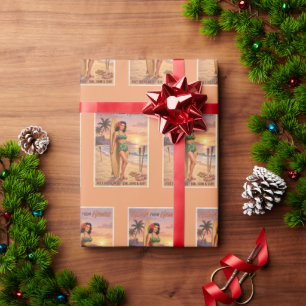 Retro Style Hawaiian Woman Pin Up Wrapping Paper