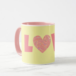 Retro Style Heart Love Pink Mug Cup