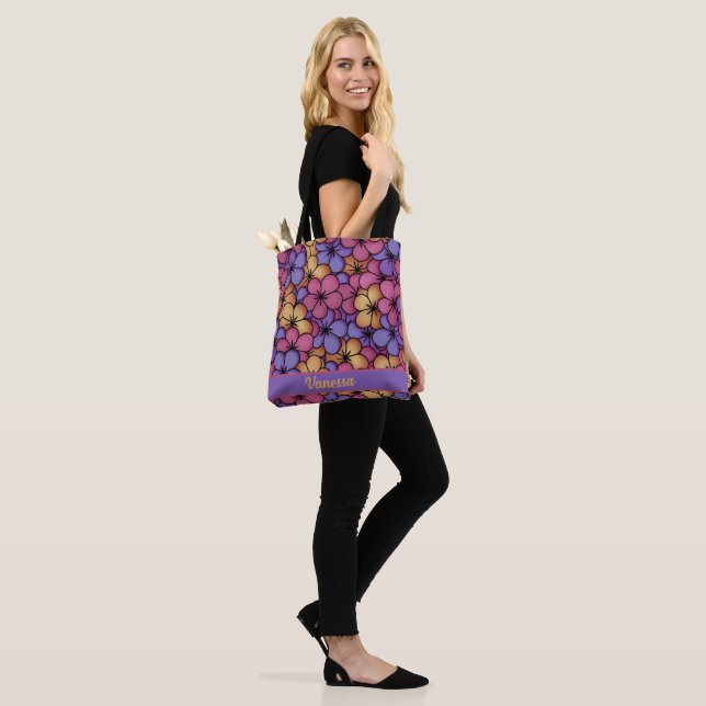 Retro Style Hippie Flowers Personalised Tote Bag (On Model)