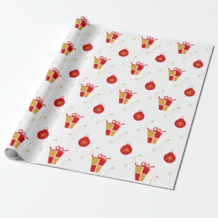 Retro style holiday design boxes, ornaments wrapping paper
