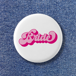 Retro Style Hot Pink Bride Bachelorette Party 3 Cm Round Badge