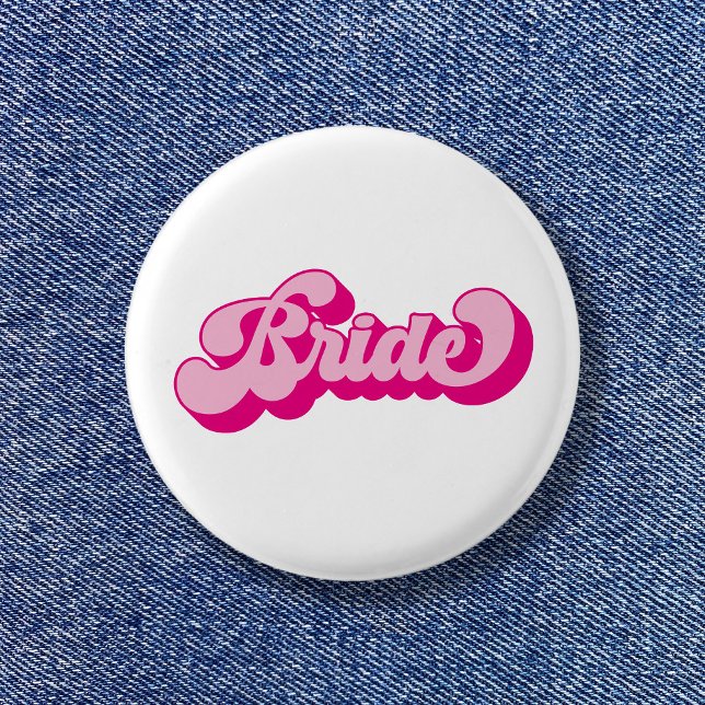 Retro Style Hot Pink Bride Bachelorette Party 3 Cm Round Badge (Retro Style Hot Pink Bride Bachelorette Party Button)