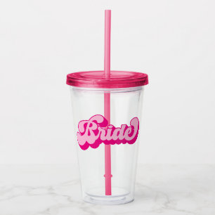 Retro Style Hot Pink Bride Bachelorette Party Acrylic Tumbler