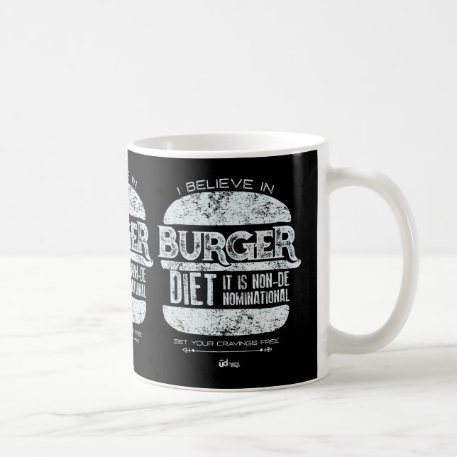 Retro Style: I Believe in Burger Diet Coffee Mug (Right)