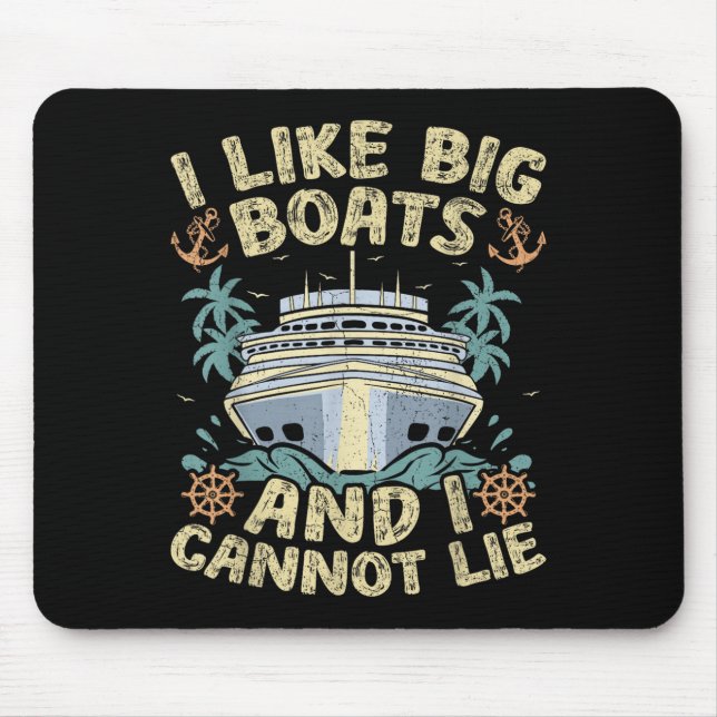 Retro Style I Like Big Boats And I Cannot Lie Crui Mouse Mat (Front)