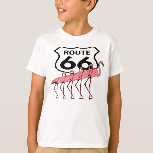 Retro Style Iconic Route 66 Road Trip & Flamingos T-Shirt