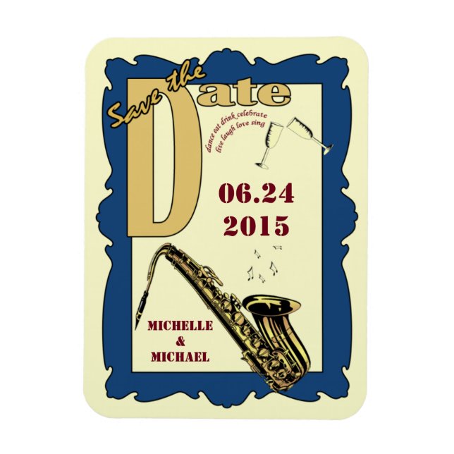 Retro Style Jazz Save the Date Magnet (Vertical)