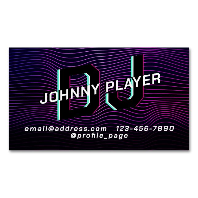 Retro style line pattern DJ  Magnetic Business Card (Front)