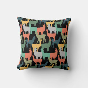 Retro Style Llama Pattern Vintage Alpaca Pink Cushion