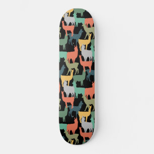Retro Style Llama Pattern Vintage Alpaca Pink Skateboard