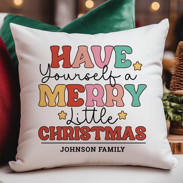 Retro Style Merry Little Christmas Cushion (Creator Uploaded)