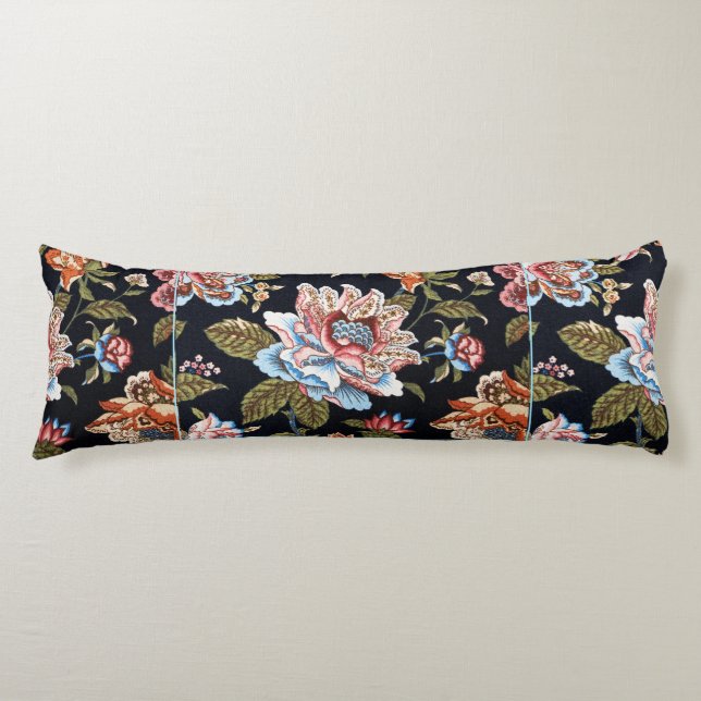 Retro Style Multi-coloured Floral Ornament   Body Cushion (Front)