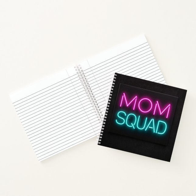 Retro-style ‘Mum Squad’ neon pink and teal  Notebook (Inside)