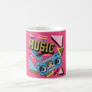 Retro style music boombox design coffee mug