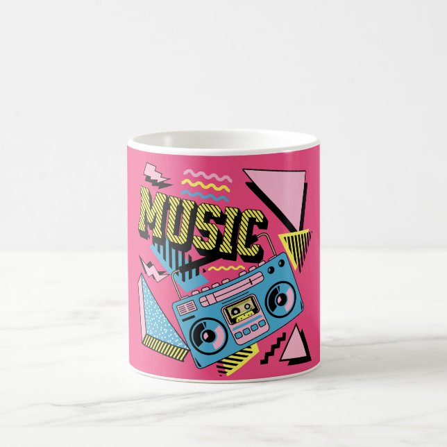 Retro style music boombox design coffee mug (Center)