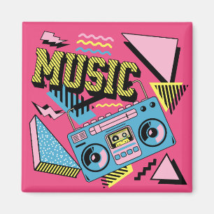 Retro style music boombox design magnet