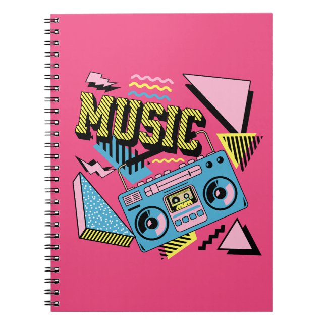 Retro style music boombox design notebook (Front)