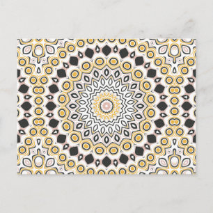 Retro Style Mustard Yellow and Black Medallion Postcard