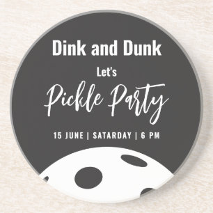 Retro Style Neon Black Themed Pickleball Birthday Coaster