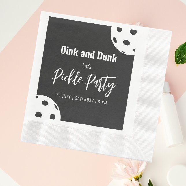Retro Style Neon Black Themed Pickleball Birthday Napkin (Creator Uploaded)