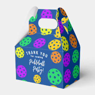 Retro Style Neon Blue Themed Pickleball Birthday Favour Box