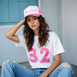 Retro Style Neon Pink Bride Squad Script Trucker Hat<br><div class="desc">Celebrate your marriage with a splash of neon! Our electric "bride squad" neon script trucker style hat is perfect for brides seeking a bold nightlife vibe, with a modern retro-classy aesthetic. Inspired by the beauty and trendiness of neon signs, we’ve designed this glowing pink neon style "Bride Squad" design perfect...</div>