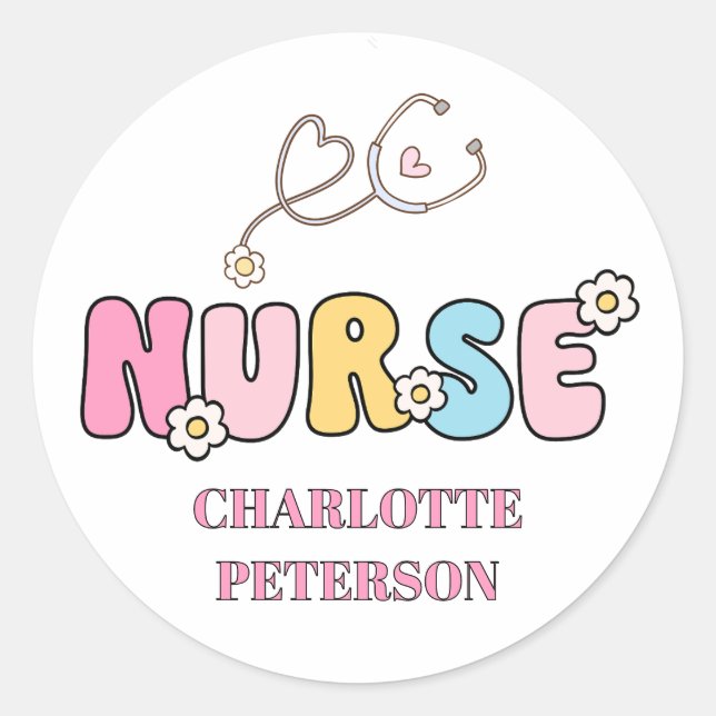 Retro Style Nurse Classic Round Sticker (Front)