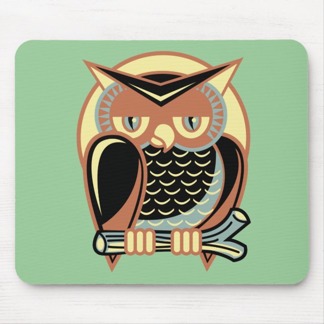 Retro Style Owl Mouse Mat (Front)