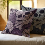 Retro Style Paisley Skull in Dark Purple Cushion<br><div class="desc">Vintage Retro Paisley Skull Graphic Print Dark Purple Colour Designer Home Decor Pillow</div>