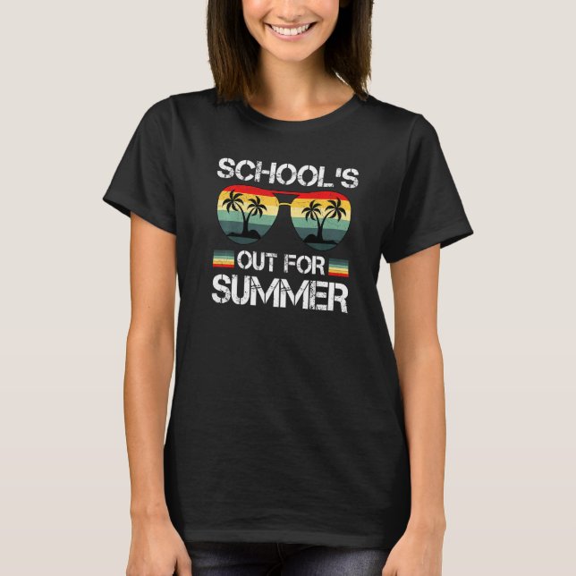 Retro Style Palm Tree Sunglasses Schools Out For S T-Shirt (Front)