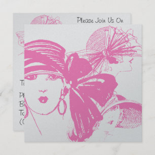 Retro Style Pink Lady Cocktail Party Invitations