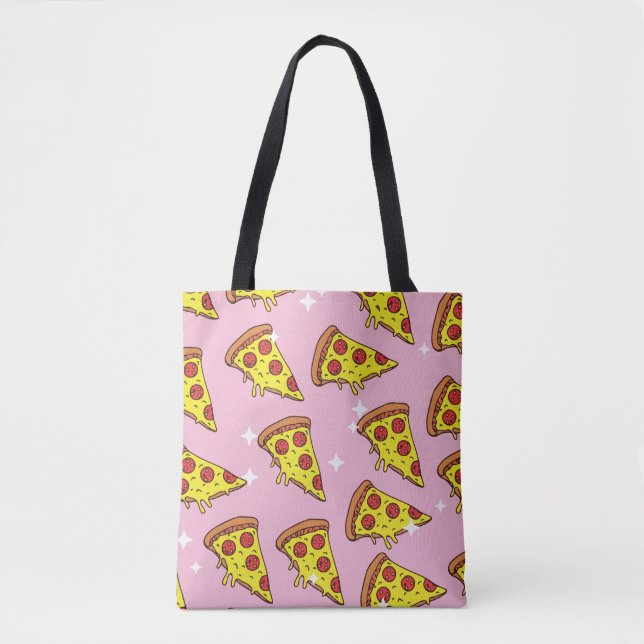 Retro Style Pizza Slices Seamless Pattern Tote Bag (Front)
