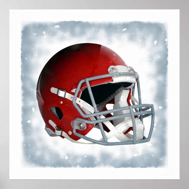 Retro Style Pop Art Red Football Helmet Poster (Front)
