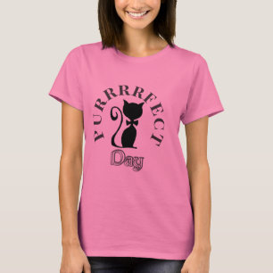 Retro Style "Purrrrfect Day Kitty Ladies T-Shirt" T-Shirt
